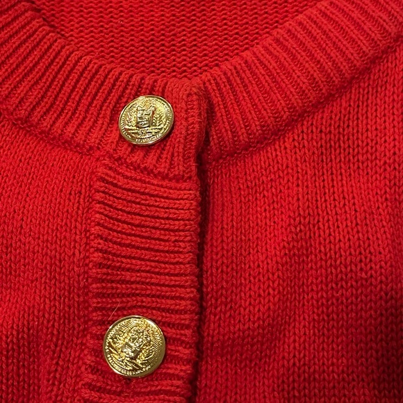 Bright Red Button Button Down Sweater - Picture 6 of 6
